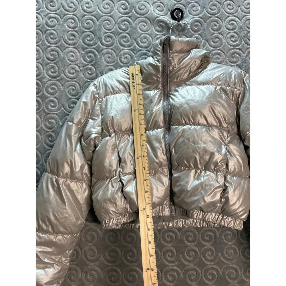 All in Motion Girls Puffer Jacket Metallic‎ Silver Water Wind Resistant Size S